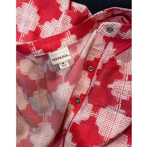 Merona women’s medium coral color block dress gingham pockets adjustable waste - Picture 5 of 5